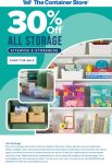 30% off all storage at The Container Store, ditto online #thecontainerstore