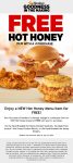 Free hot honey chicken sandwich on $1 via login at Hardees #hardees