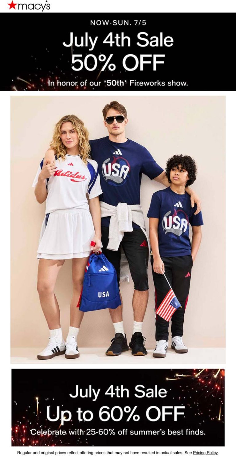 25-60% off summer deals at Macys, ditto online