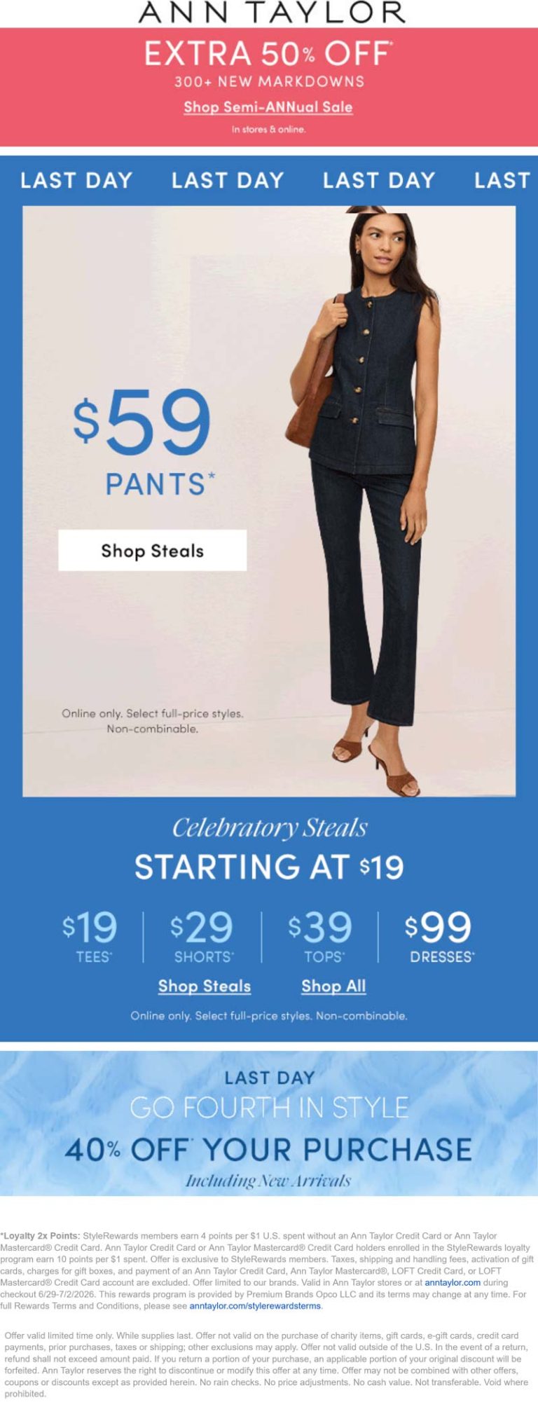 Extra 50% off sale items & more today at Ann Taylor