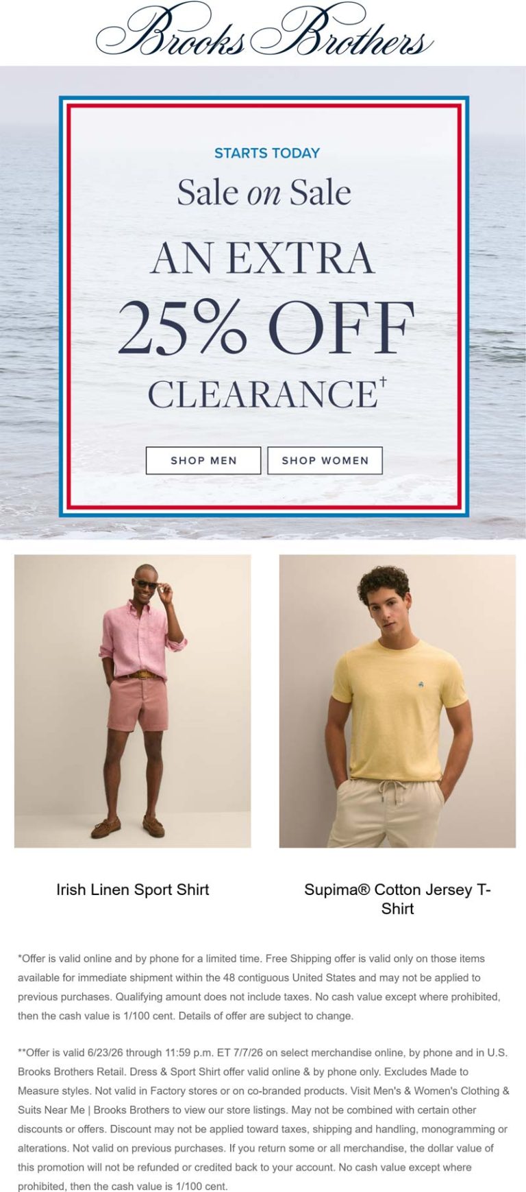 Extra 25-30% off everything online at Brooks Brothers