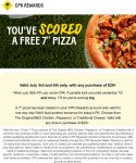 Free 7in pizza via login today at CPK #cpk