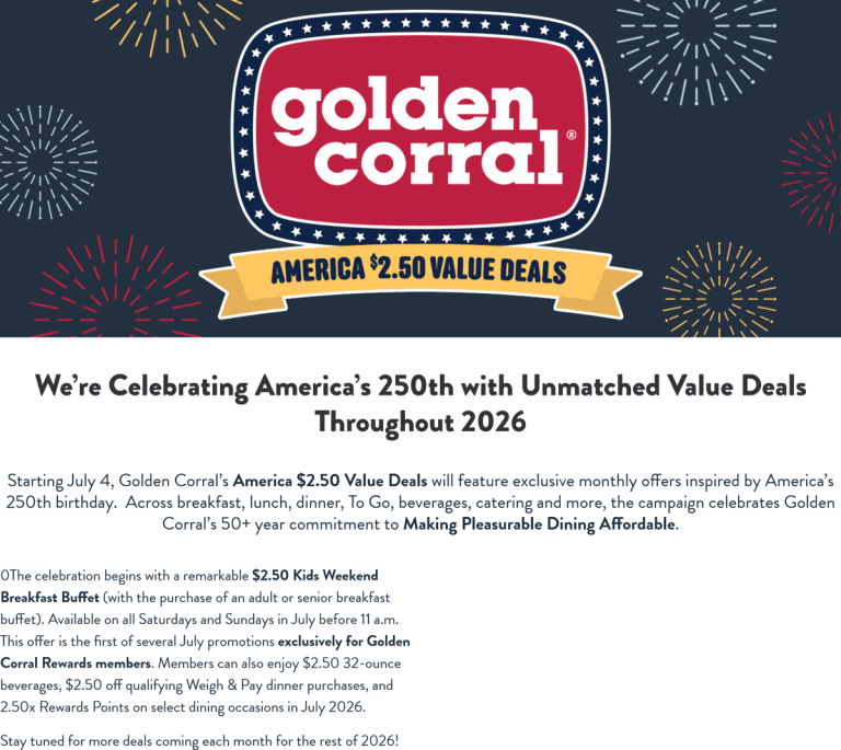 $2.50 off & more at Golden Corral restaurants
