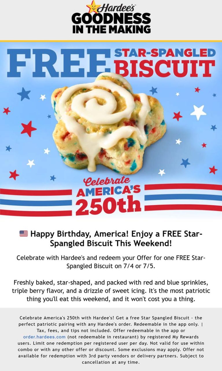 Free biscuit via login at Hardees