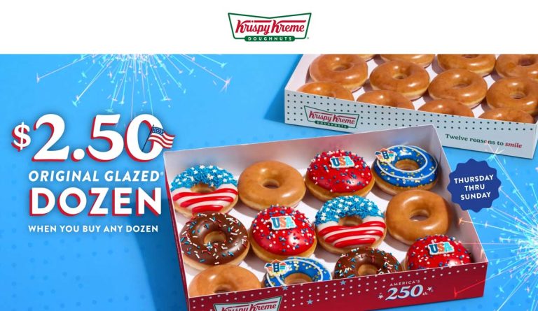 Second dozen doughnuts = $2.50 at Krispy Kreme