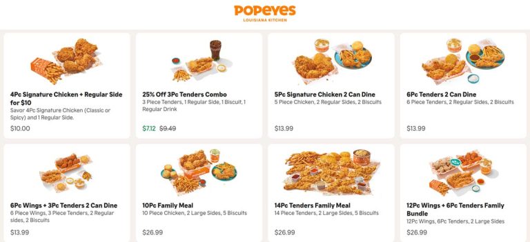 5pc chicken + 2 sides + 2 biscuits = $14 at Popeyes
