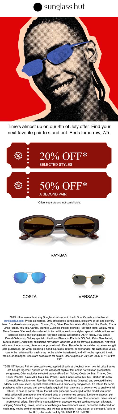 20-50% off at Sunglass Hut