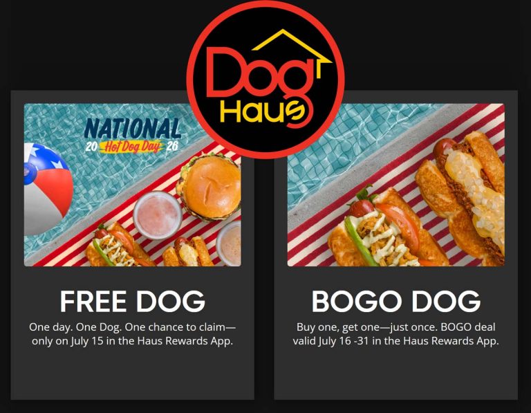 Free hot dog & more via login at Dog Haus restaurants