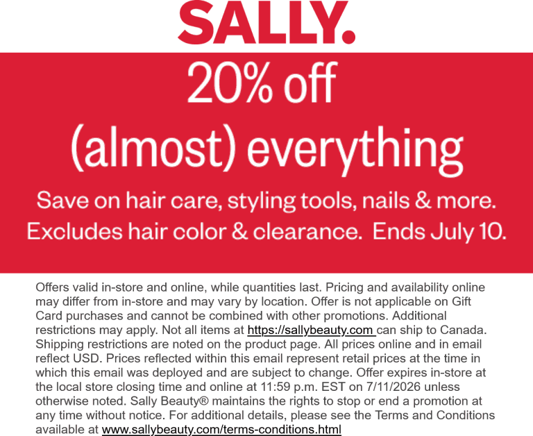 20% off today at Sally beauty, ditto online