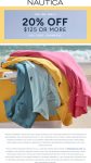 20% off $125+ online at Nautica via promo code SUMMER26 #nautica 20% off $125+ online at Nautica via promo code SUMMER26 #nautica