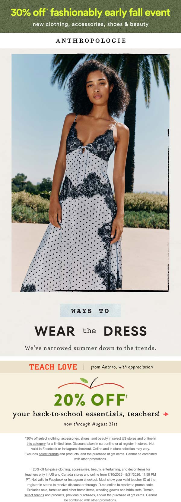 30% off fall fashion at Anthropologie