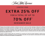 Extra 25% off sale items at Saks Fifth Avenue, ditto online #saksfifthavenue Extra 25% off sale items at Saks Fifth Avenue, ditto online #saksfifthavenue