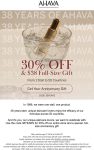 30% off + free full size at AHAVA via promo code 38YEARS #ahava
