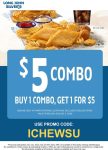 Second combo meal for $5 at Long John Silvers via promo code ICHEWSU #longjohnsilvers