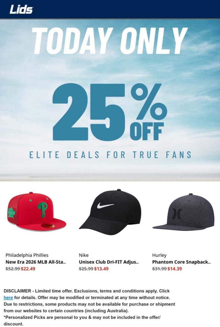 25% off today at Lids