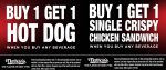 Second hot dog or chicken sandwich free at Nathans Famous #nathansfamous Second hot dog or chicken sandwich free at Nathans Famous #nathansfamous
