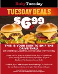 Cheeseburger + fries = $7 today at Ruby Tuesday #rubytuesday