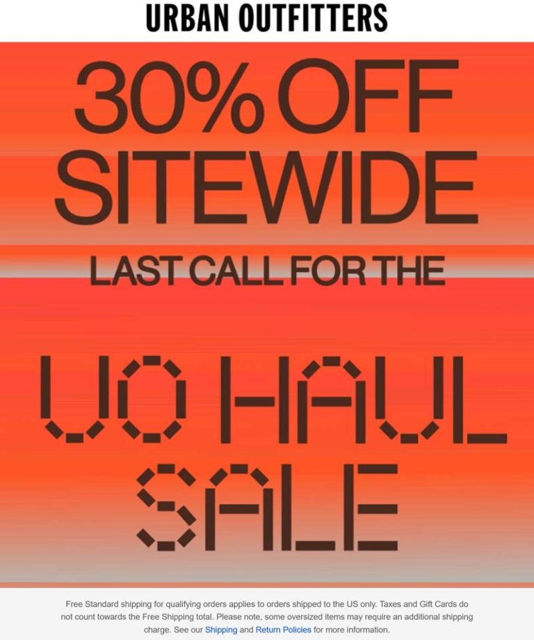 30% off everything online today at Urban Outfitters