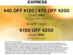 $40-$75 off $120+ online at Express via promo code 1064 #express $40-$75 off $120+ online at Express via promo code 1064 #express