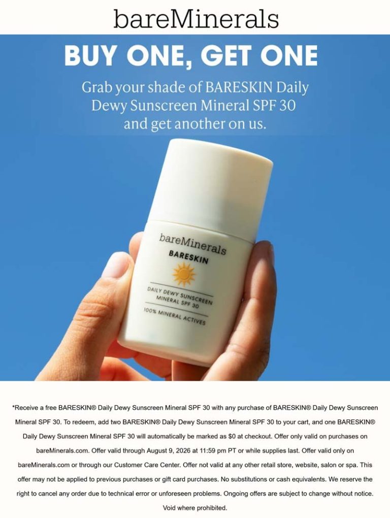 Second sunscreen free online at bareMinerals