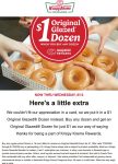 Second dozen doughnuts = $1 via login at Krispy Kreme #krispykreme Second dozen doughnuts = $1 via login at Krispy Kreme #krispykreme