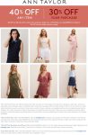 40% off a single item & 30% the rest today at Ann Taylor #anntaylor