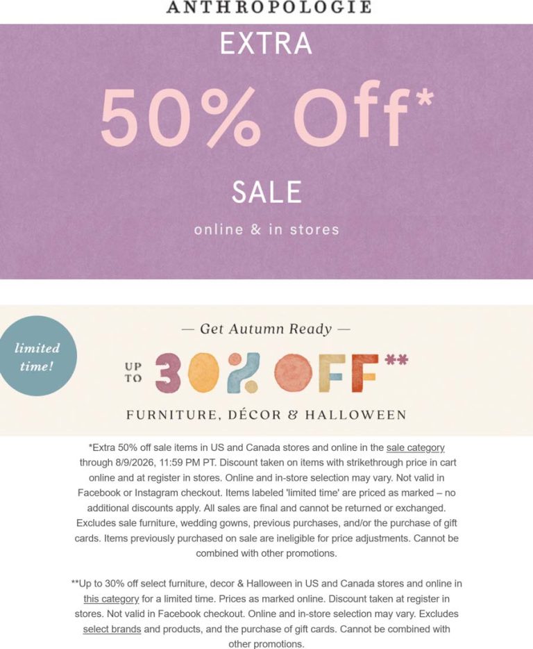 Extra 50% off sale items today at Anthropologie
