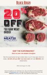 20% off $50 on market steaks at Black Angus via promo code MEAT20 #blackangus 20% off $50 on market steaks at Black Angus via promo code MEAT20 #blackangus