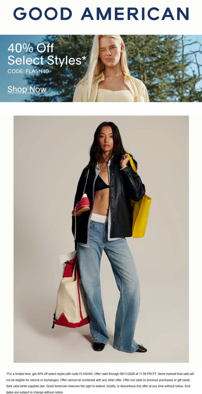 40% off various styles today at Good American via promo code FLASH40