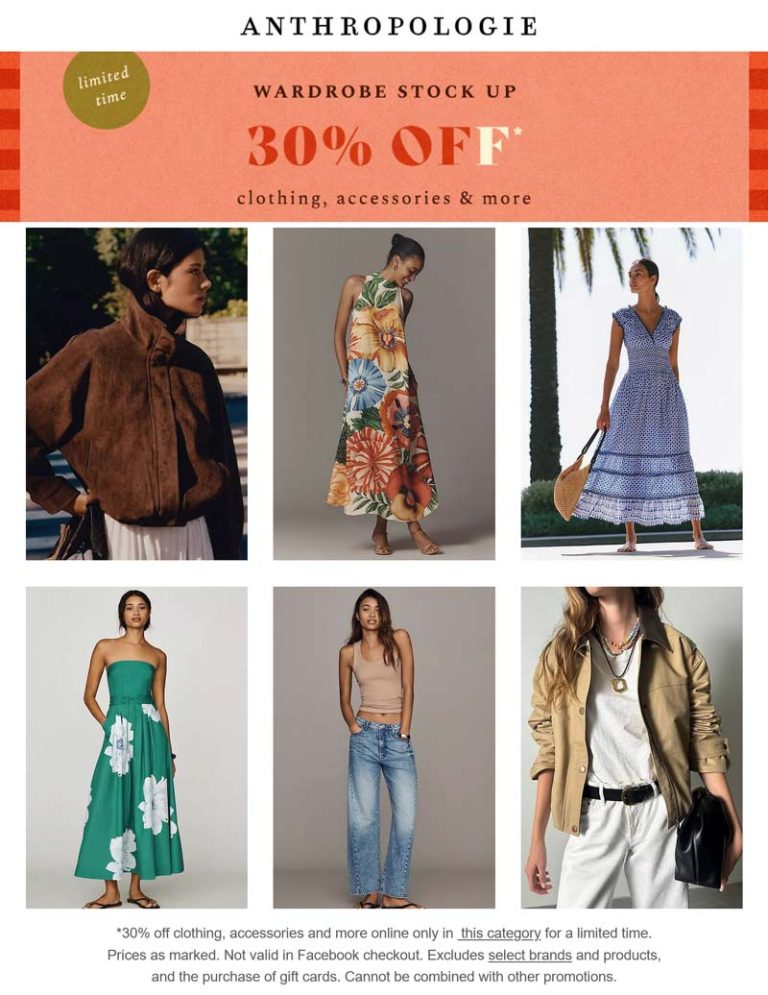 30% off online at Anthropologie