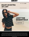 Extra 30% off at DKNY via promo code VIP30 #dkny