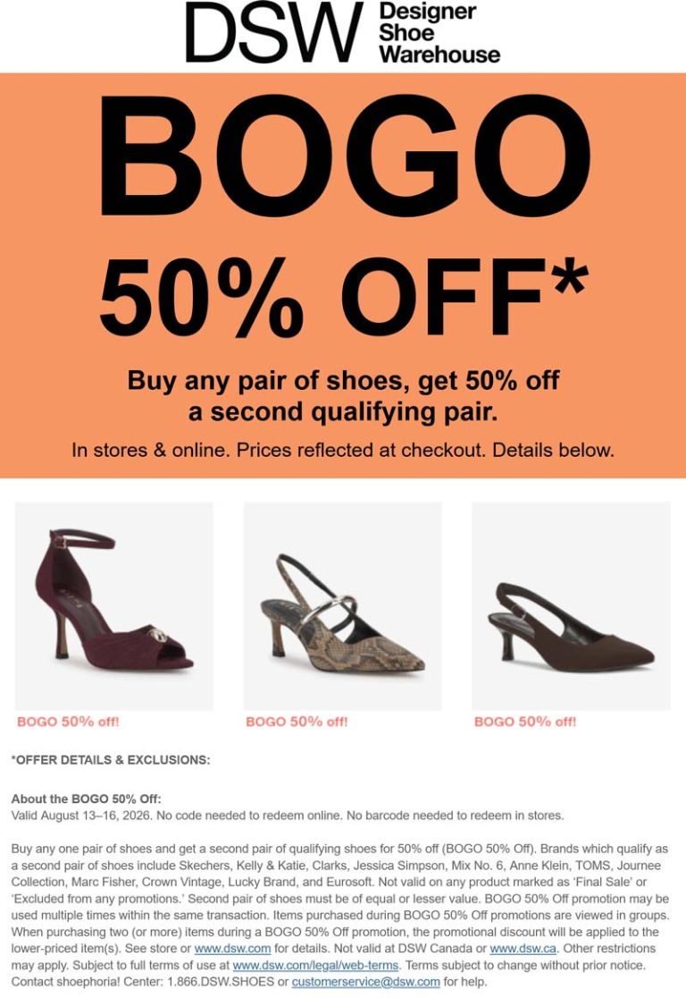 Second shoes 50% off today at DSW, ditto online