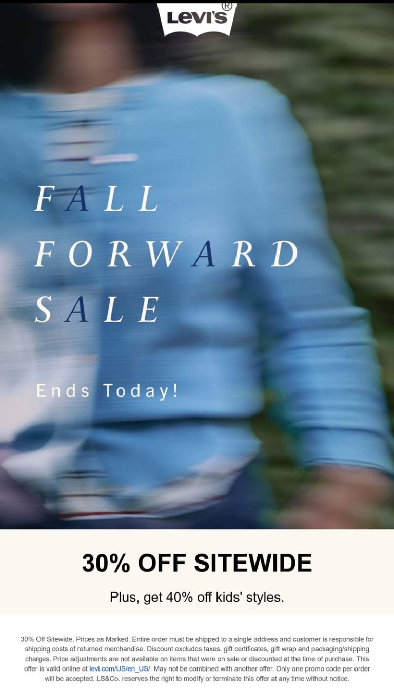 30% off everything online today at Levis