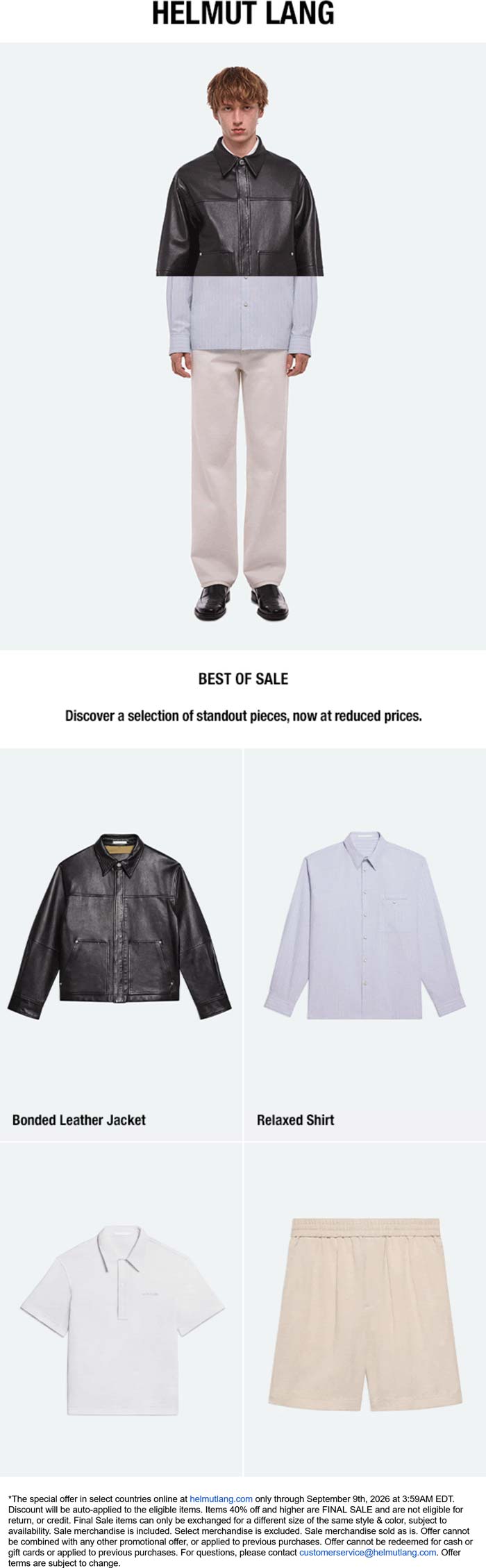Extra 20-40% off sale items at Helmut Lang