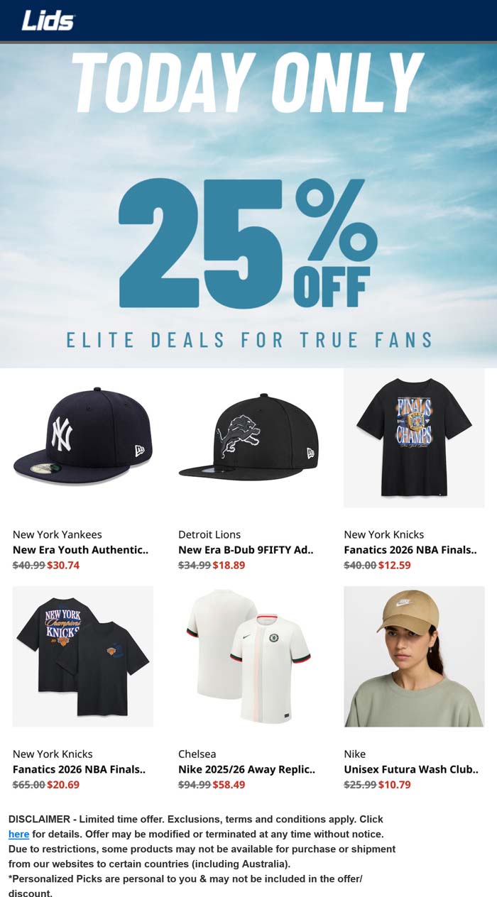25% off today at Lids