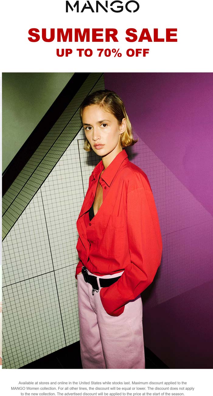 30-70% off summer items today at MANGO