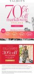 70% off sale items & more at Talbots, also online #talbots