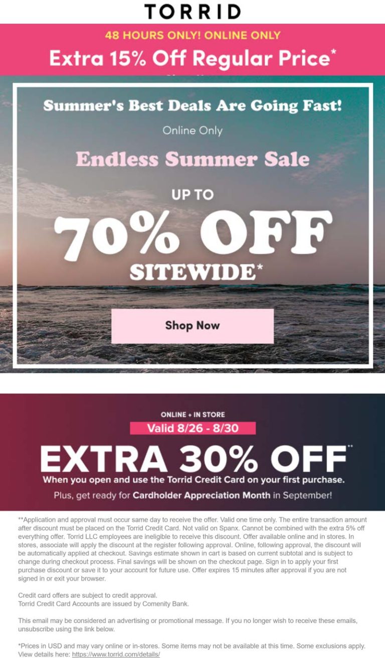 15% off & more online today at Torrid