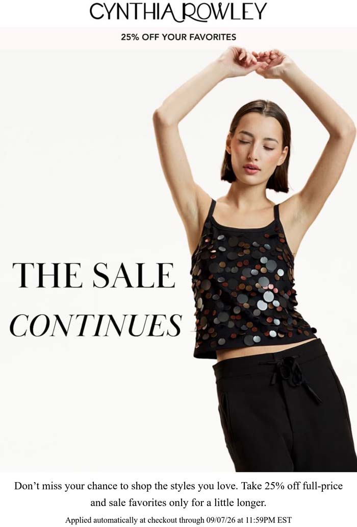 25% off at Cynthia Rowley