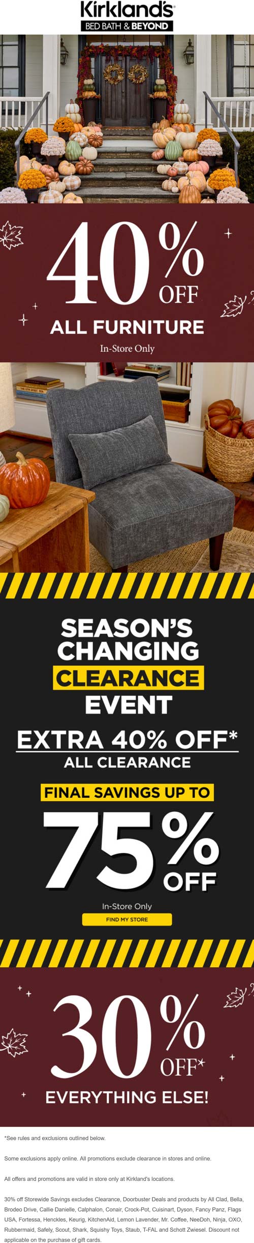 30-40% off everything at Kirklands