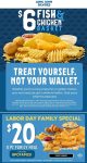 $6 fish & chicken basket + $20 family meal at Long John Silvers via promo code 8PCFAM20 #longjohnsilvers $6 fish & chicken basket + $20 family meal at Long John Silvers via promo code 8PCFAM20 #longjohnsilvers