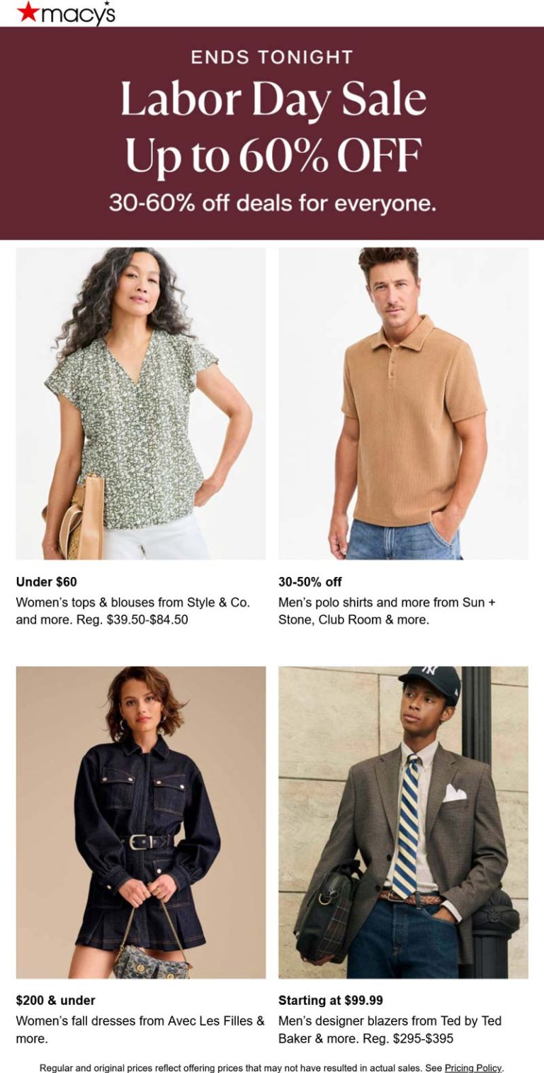 30-60% off fall apparel today at Macys