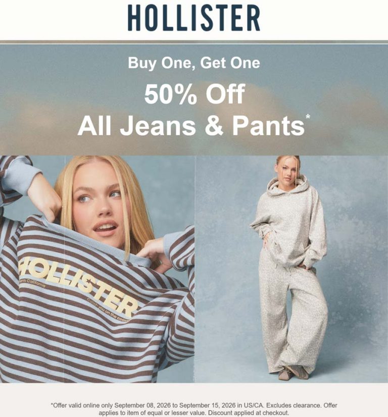 Second jeans 50% off online at Hollister