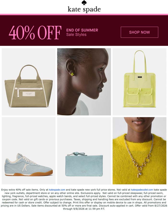 40% off summer sale styles today at Kate Spade
