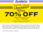 Extra 70% off clearance at Academy Sports + Outdoors, ditto online #academy