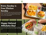 Free chicken sandwich on $10 + $4 milkshake today at Shake Shack via promo code CHICKENSUNDAY & SHAKEIT #shakeshack Free chicken sandwich on $10 + $4 milkshake today at Shake Shack via promo code CHICKENSUNDAY & SHAKEIT #shakeshack