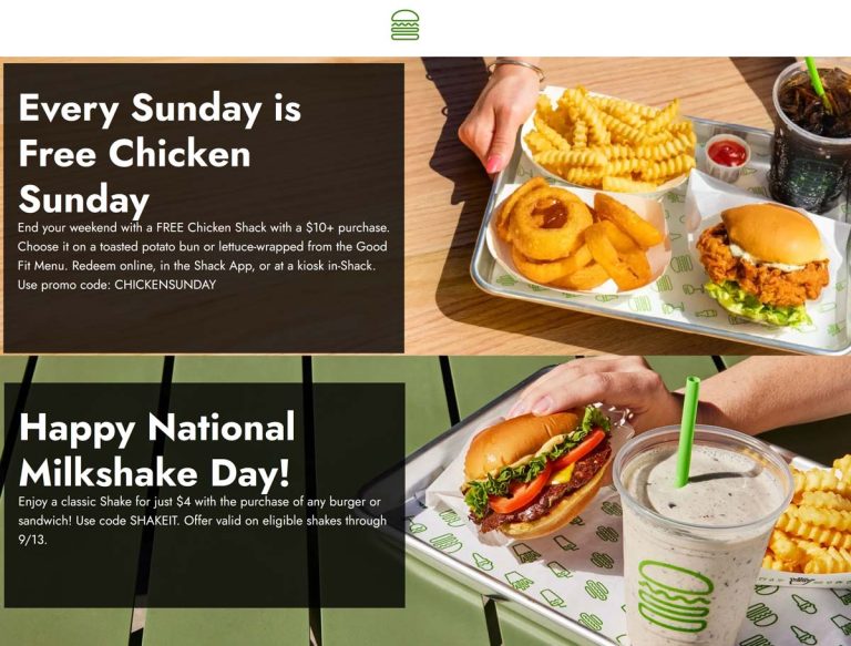 Free chicken sandwich on $10 + $4 milkshake today at Shake Shack via promo code CHICKENSUNDAY & SHAKEIT