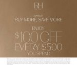 $100 off every $500 at RH Outlet #rhoutlet