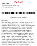 30% off a single item at Michaels, or online via promo code GETMY30 #michaels 30% off a single item at Michaels, or online via promo code GETMY30 #michaels