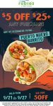$5 off $25 at Rubios restaurants via promo code 5OFF #rubios